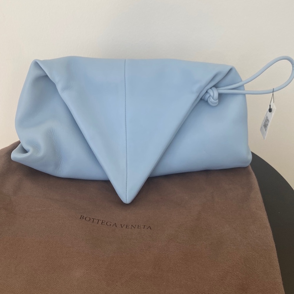 Bottega Veneta Trine Baby Blue Pouch Wristlet/Clutch